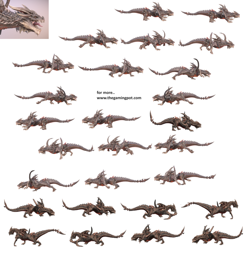 3D animated Dragon Character sprite sheet