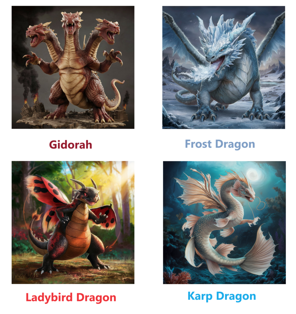 dragon types variants 3d art high quality wallpaper cover