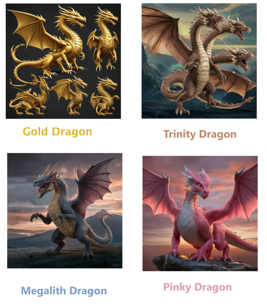 dragon types variants 3d art high quality HD wallpaper cover
