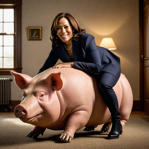 Kamala Harris Riding A Fat Pig