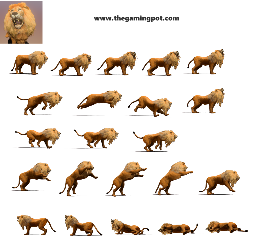 Lion 3D character sprites high quality