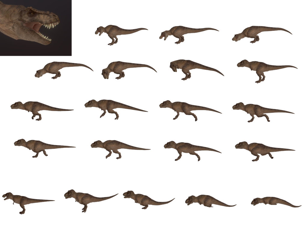 T rex 3d rendered 2d sprites