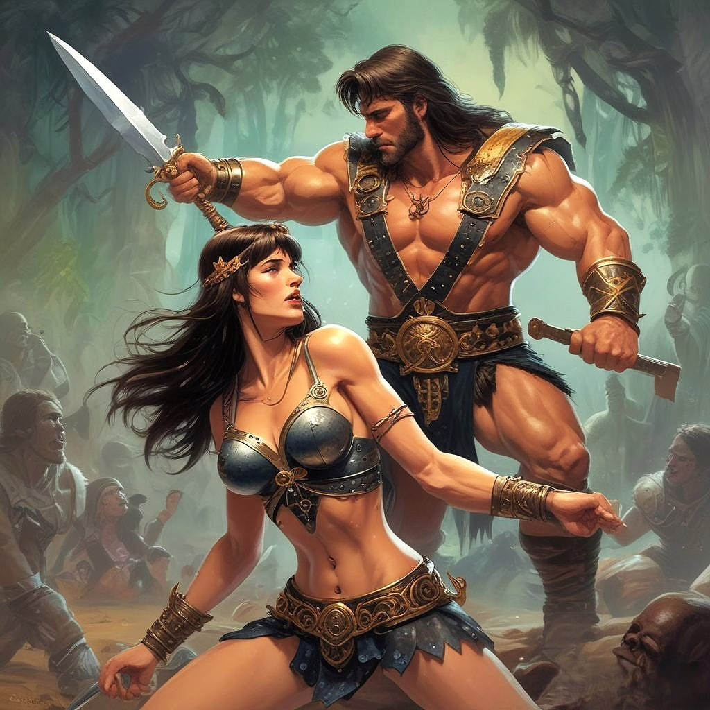 Xena vs Hercules character wallpaper picture