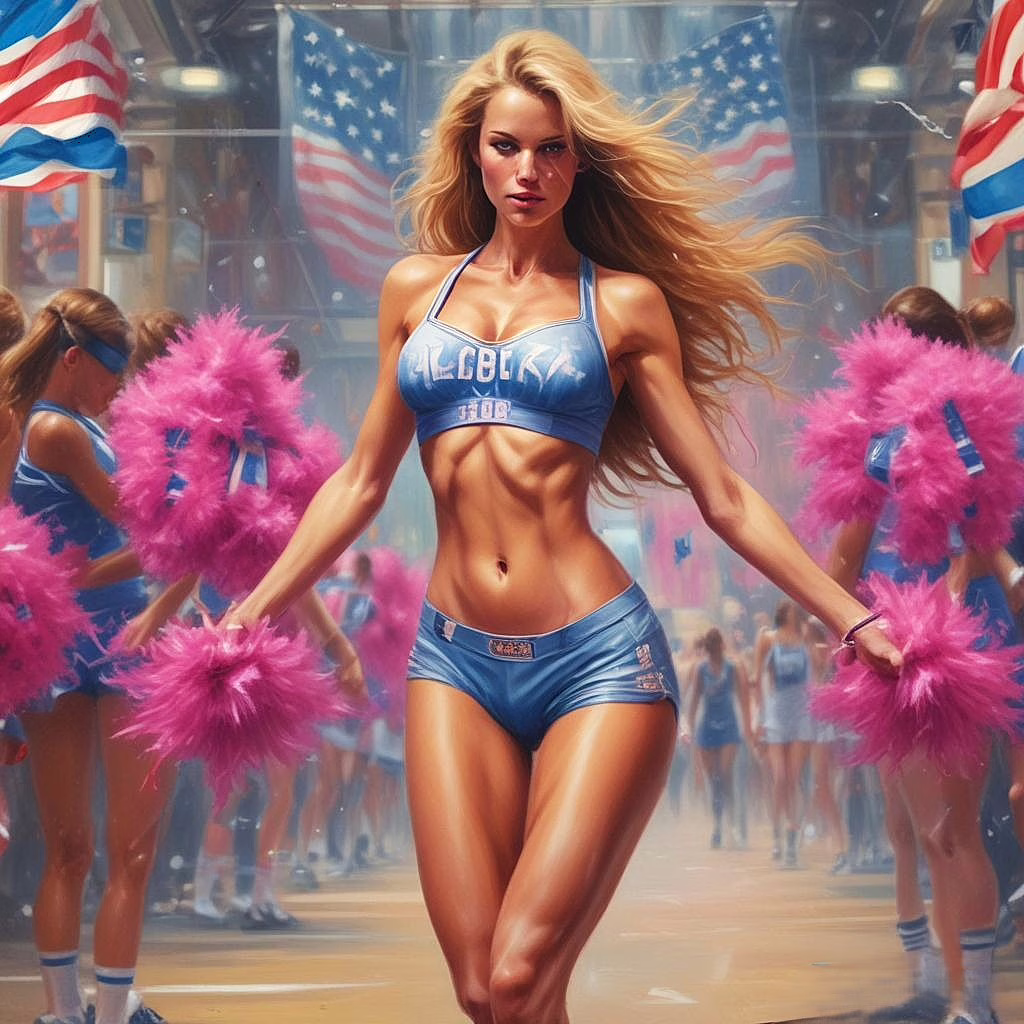 Beautiful American Cheerleader Girl Wearing Boxer Pants High Detailed A2 10
