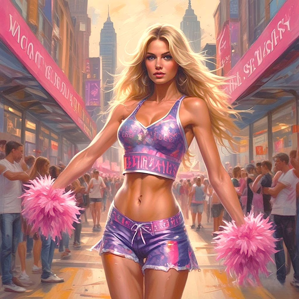Beautiful Cheerleader Girl Dancing Wearing Boxer Pants High Detailed A2 6