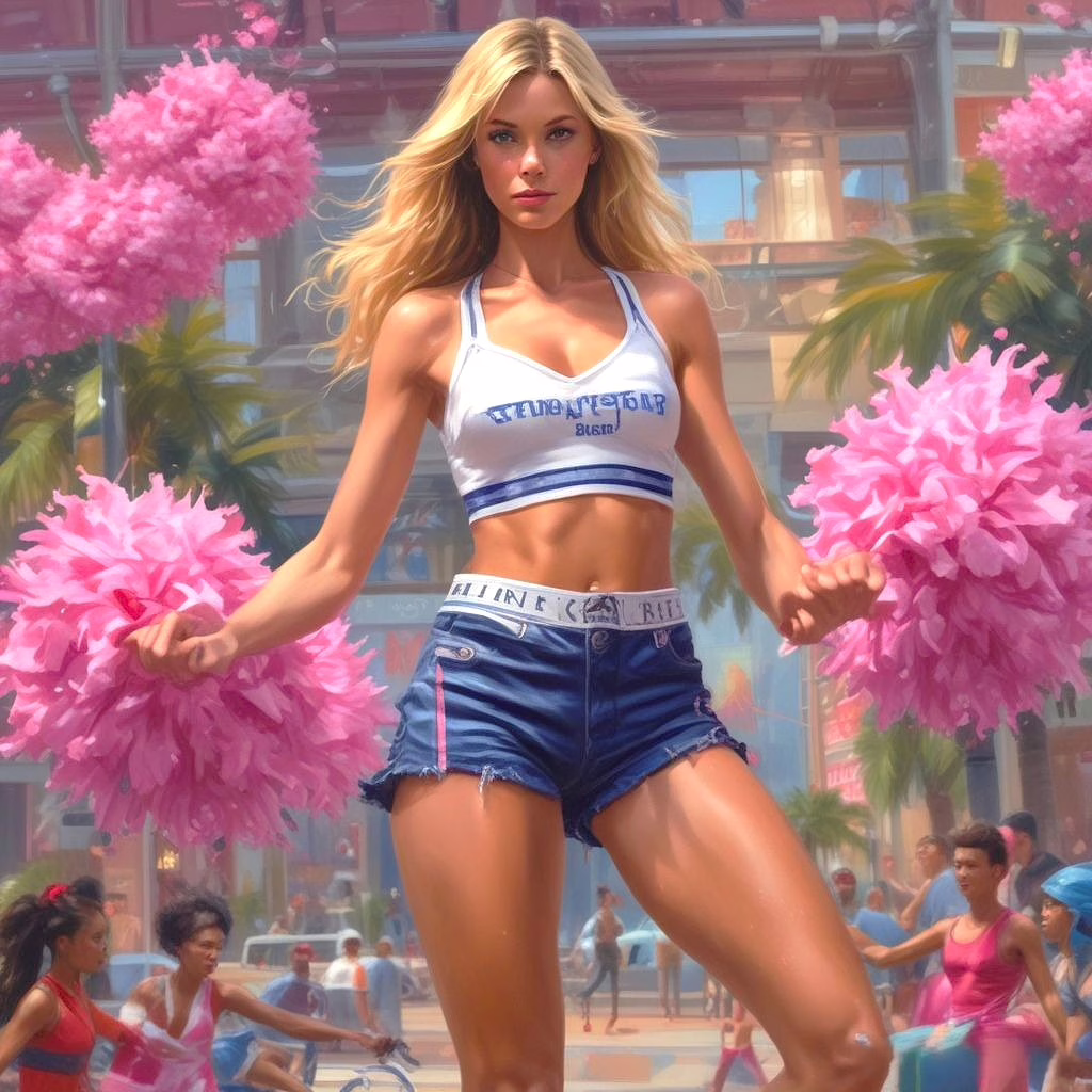 Beautiful Cheerleader Girl Wearing Tight Boxer Pants High Detailed A2 2