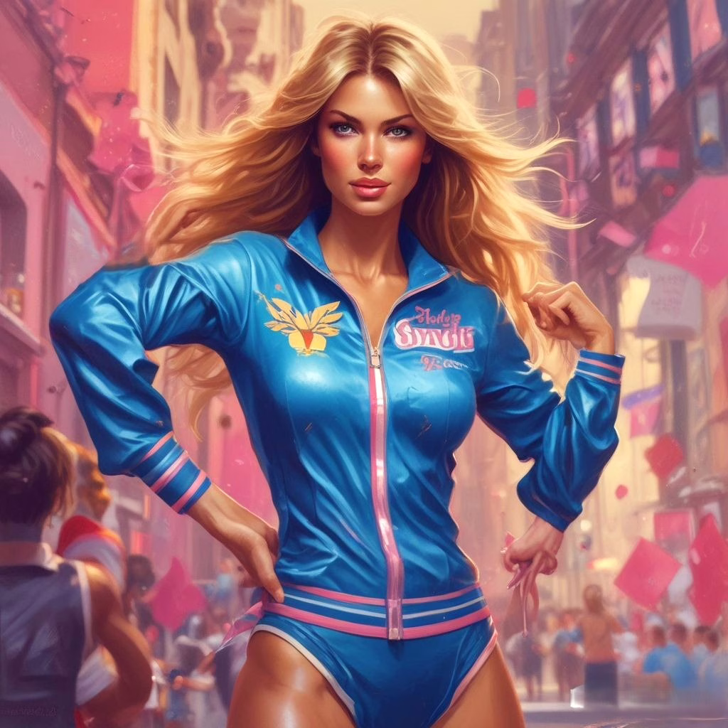 High Detailed Cheerleader Girl Wearing Blue Leather HD A2 6
