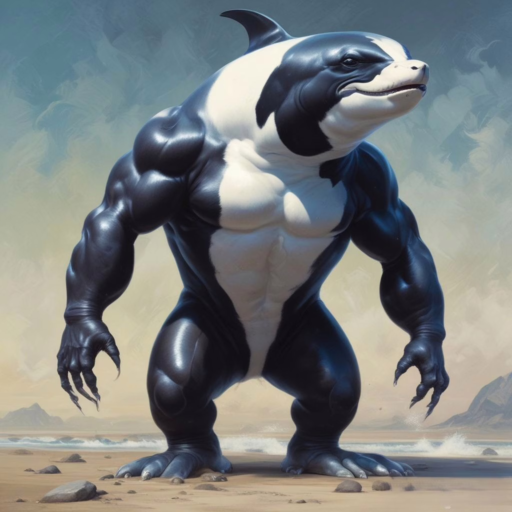 Orca Dragon Man Video Game Character 3