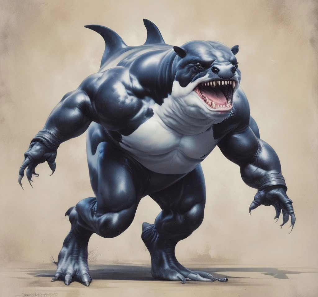 Orca Dragon Man Video Game Character 4