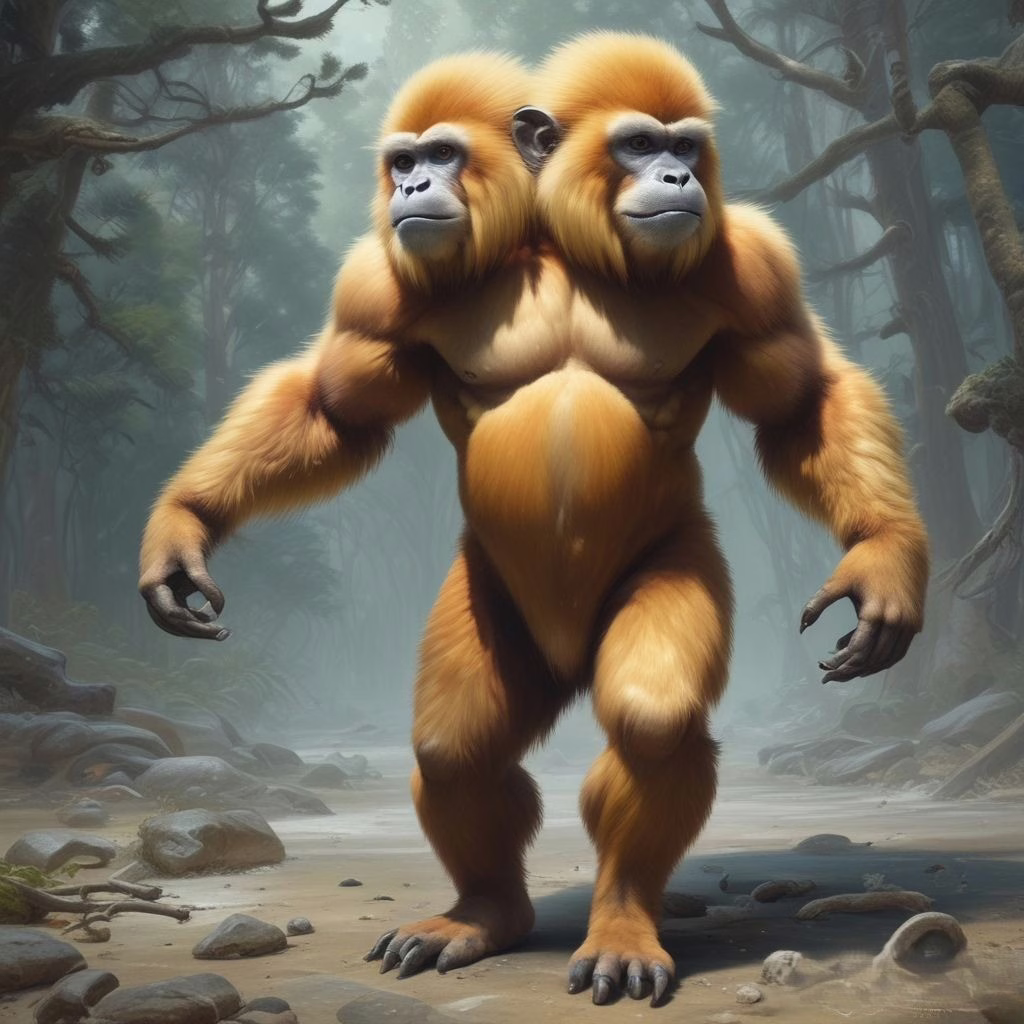 Twin Headed Golden Snub Nose Monkey