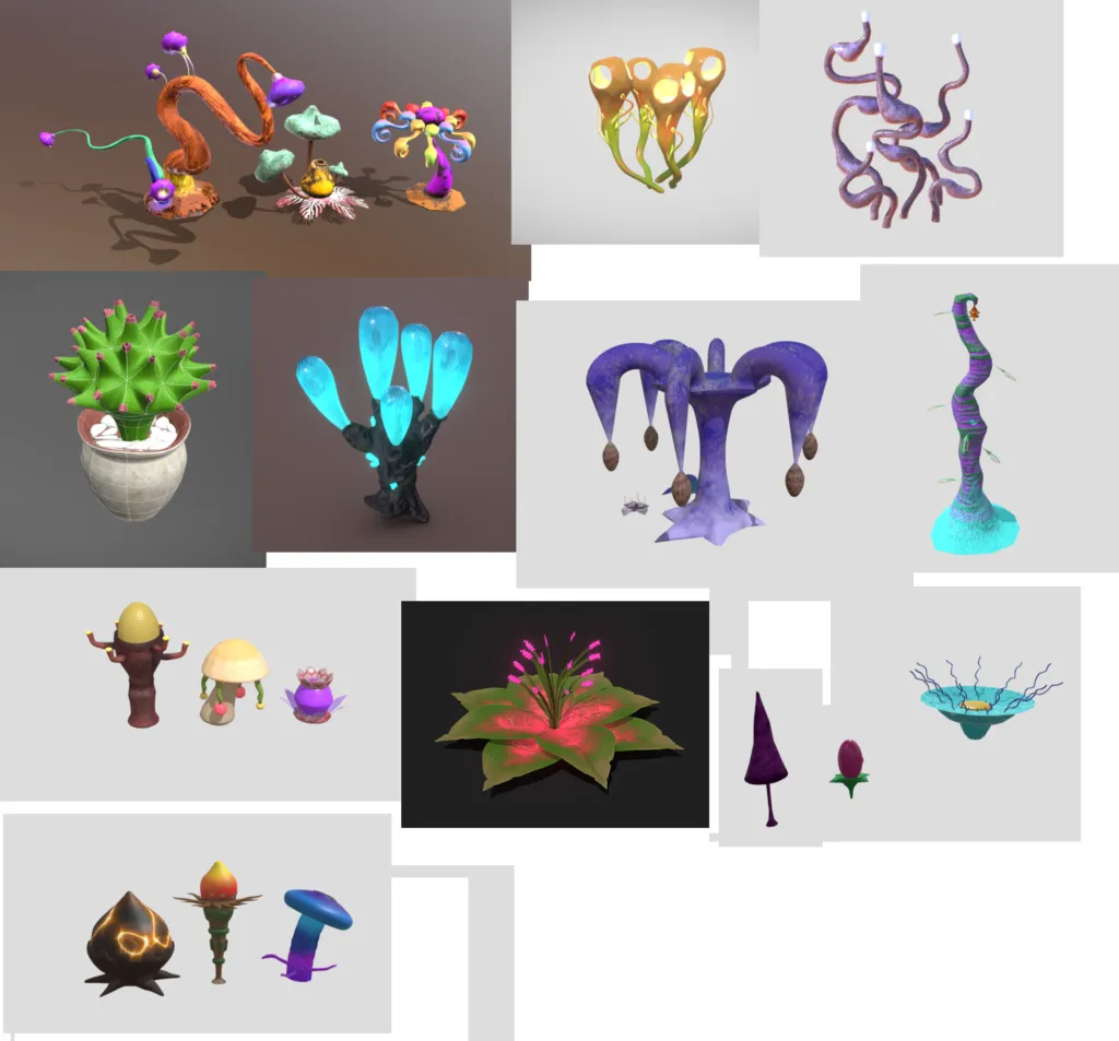 Alien plants 3D sprite sheets, aliens, sci-fi