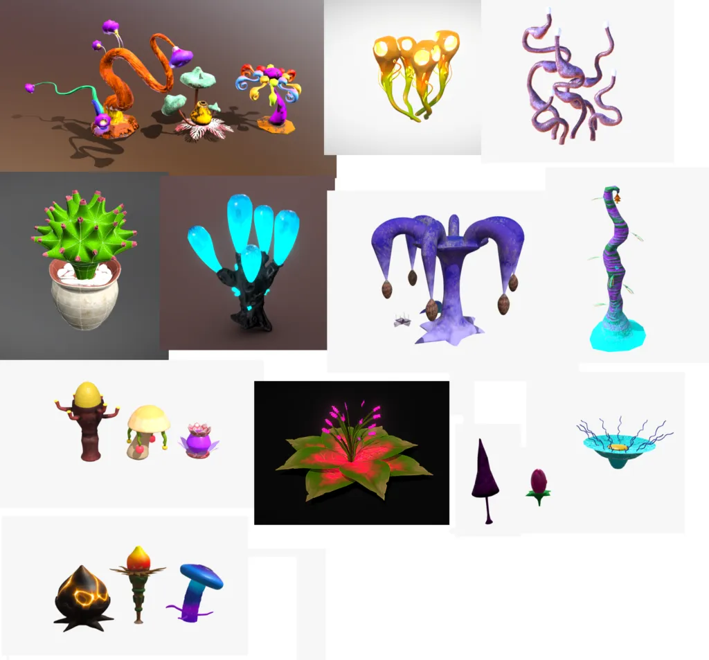 Alien plants 3D sprite sheets, aliens, sci-fi