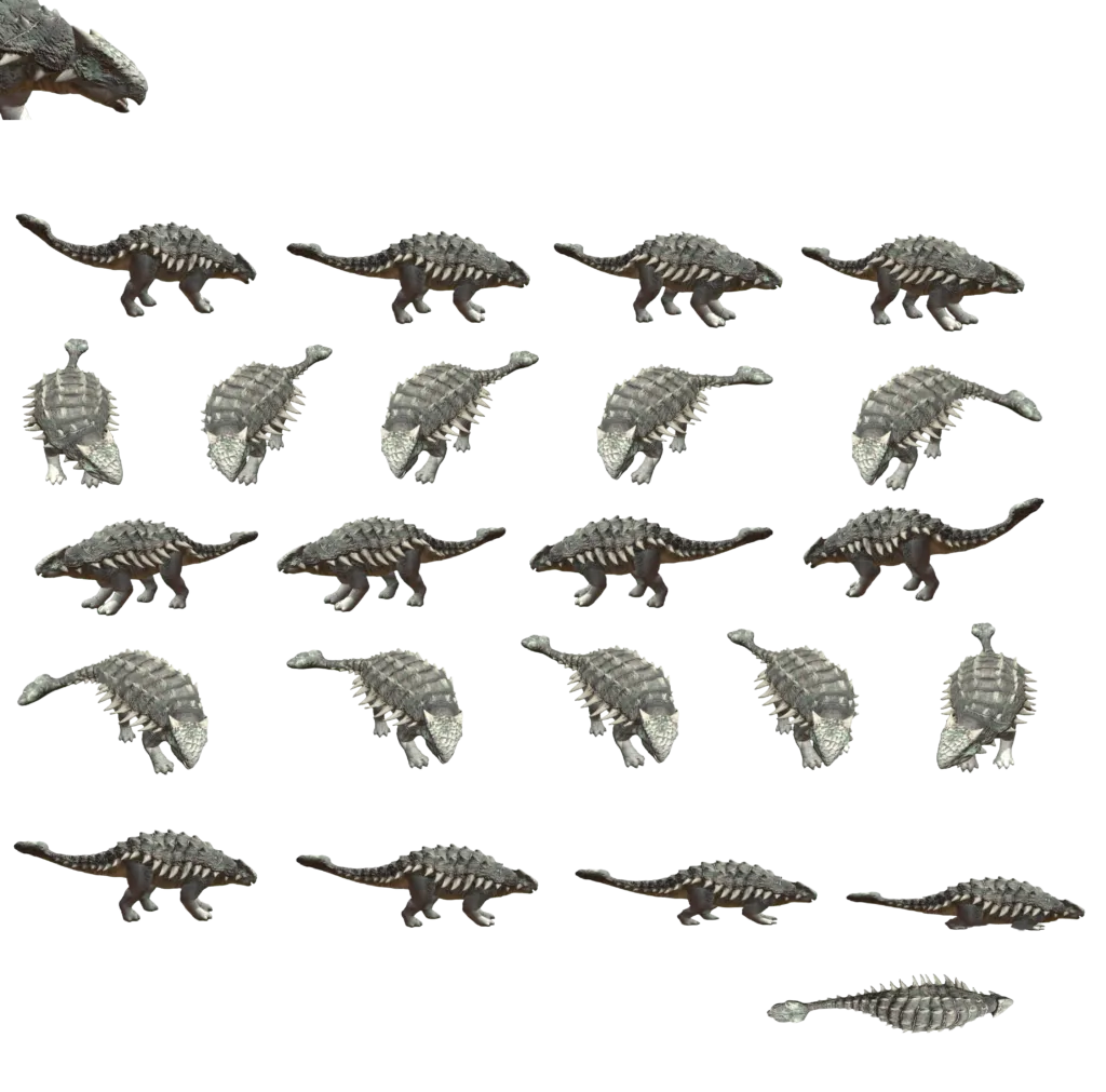 Ankylosaurus 2d sprite sheet, ankylosaurus_3d